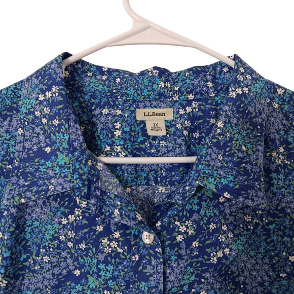 L.L. Bean Women's Cotton Button Up Shirt Blouse Long Sleeve Floral Top Size 3X - Picture 3 of 9